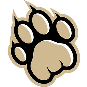A black and gold paw print.