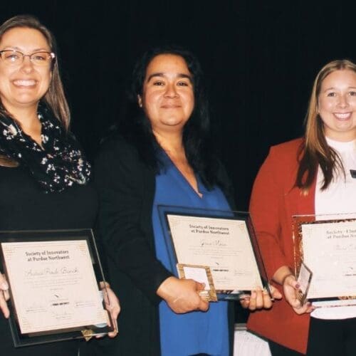 United Way of Northwest Indiana was selected in 2021 as a Society of Innovators Team Inductee. Pictured, from left to right, are Andrea Proulx-Buinicki, Grace Morin, and Claire Schapker.