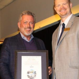 Chris White, president of Eastern Media Group, Lee Enterprises was honored as the 2022 Society of Innovators Advocate for Innovation.