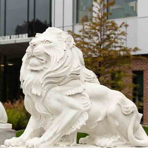 A lion statue on the Hammond campus