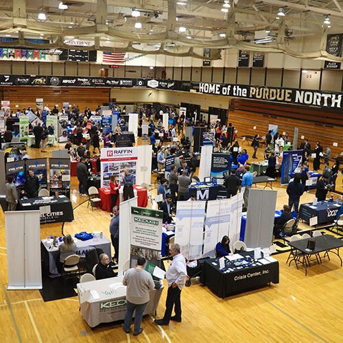 An overhead view of a PNW career fair.