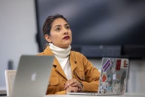 International student is pictured studying at PNW.