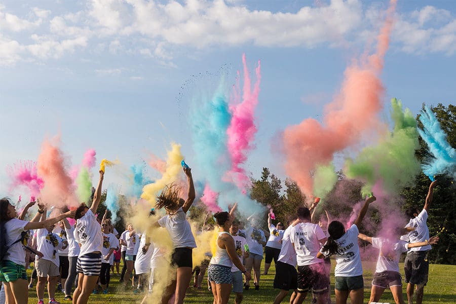 Students celebrating Pride Stride at PNW.