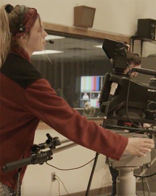 Mia Stevens in the studio