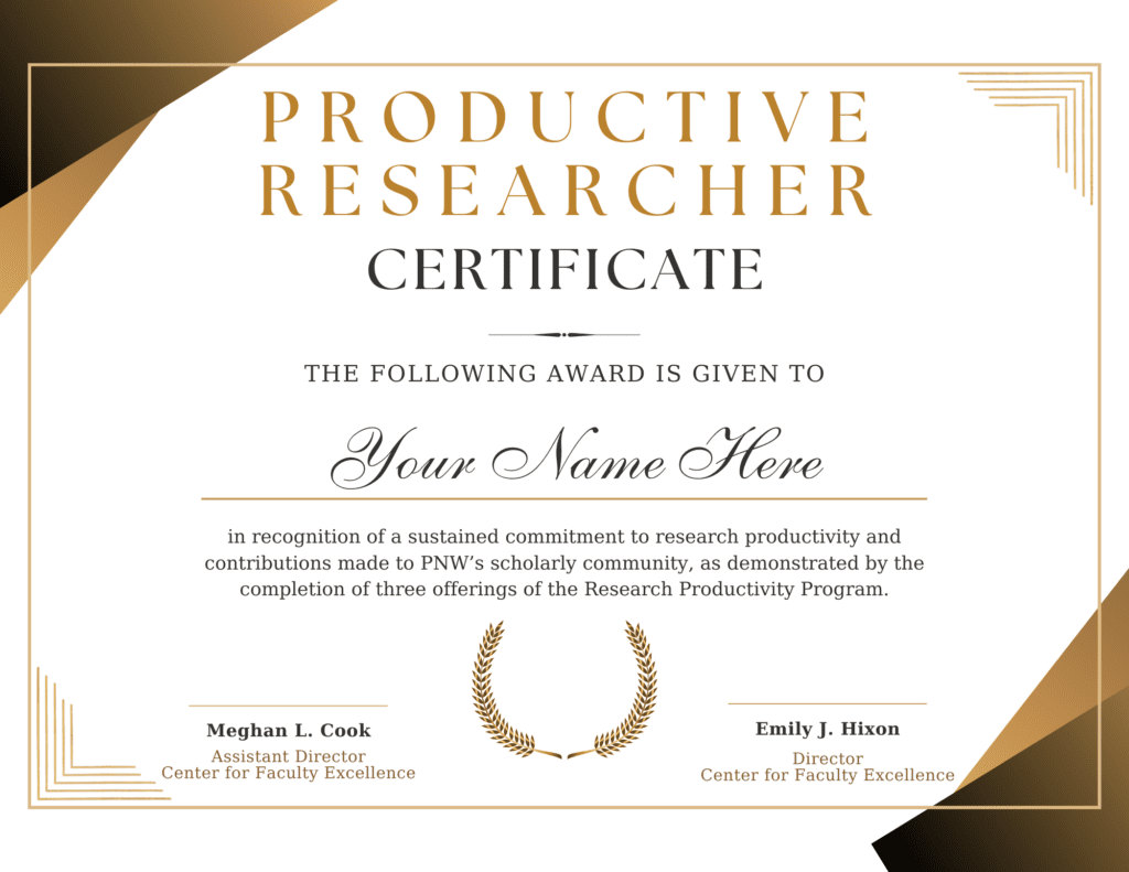 The CFE Productive Researcher Certificate example