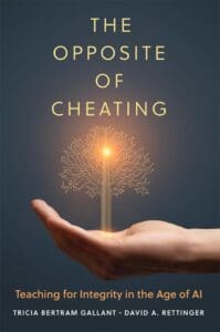 The Opposite of Cheating book cover. A hand is holding a candle with the flame as a circuit grid. 