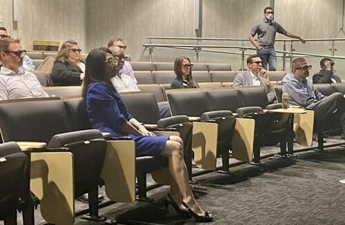 SSAB visitors viewing 3D demonstration in CIVS theater