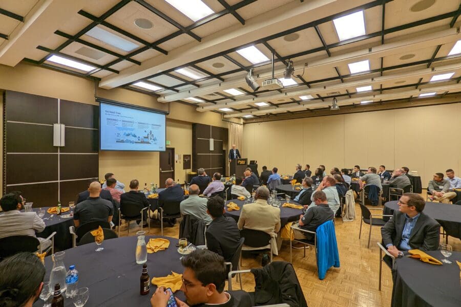 Mr. Ben Kowing, VP of Environment & Sustainability and Chief Technical Officer for SSAB Americas, delivering a dinner keynote speech at the SMSVC Annual Meeting at PNW.