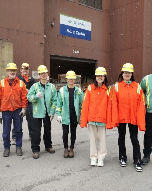 Members of the CIVS Simulation team on the site of Cleveland Cliffs in Burns Harbor