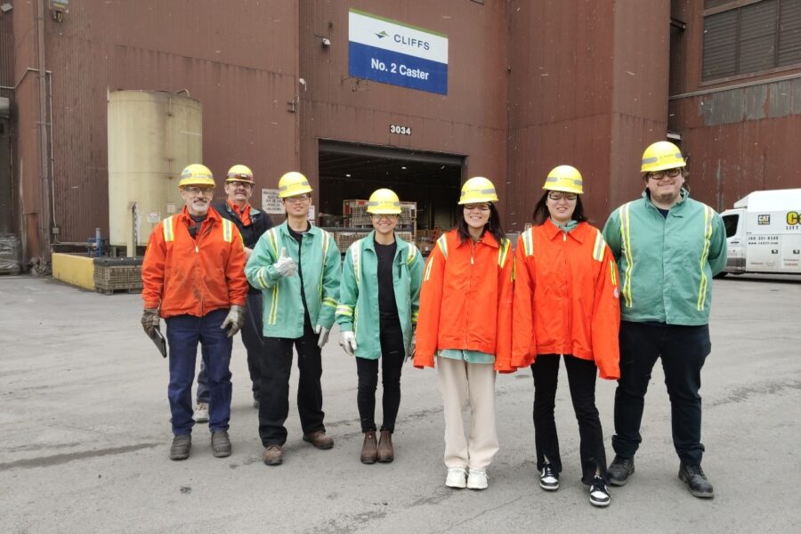 Members of the CIVS Simulation team on the site of Cleveland Cliffs in Burns Harbor