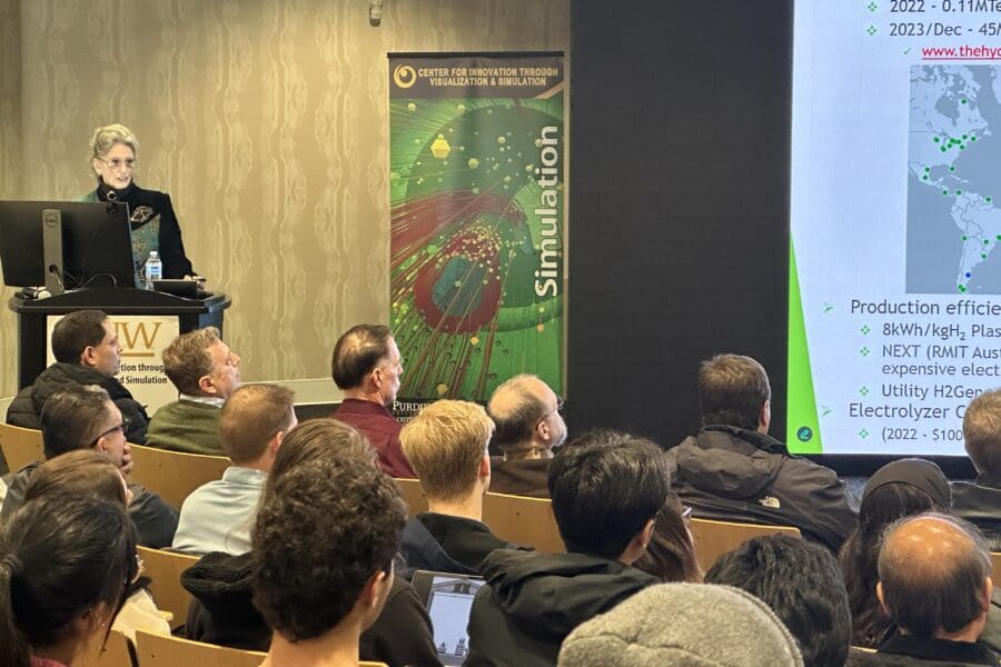 Dr. Sara Hornby giving lecture to audience