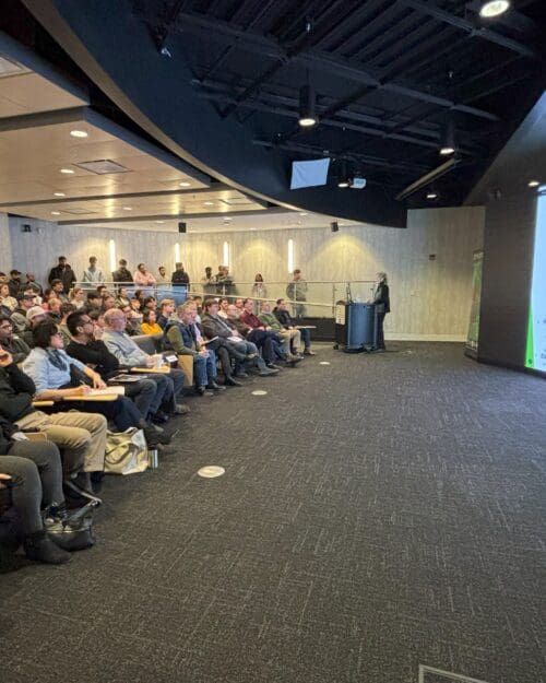 Sara Hornby giving lecture to audience