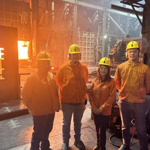 group at a steel plant