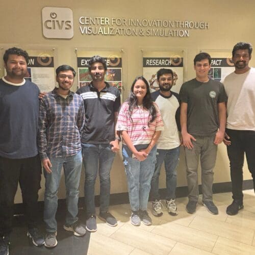 students in CIVS hall way