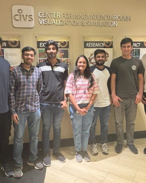 students in CIVS hall way