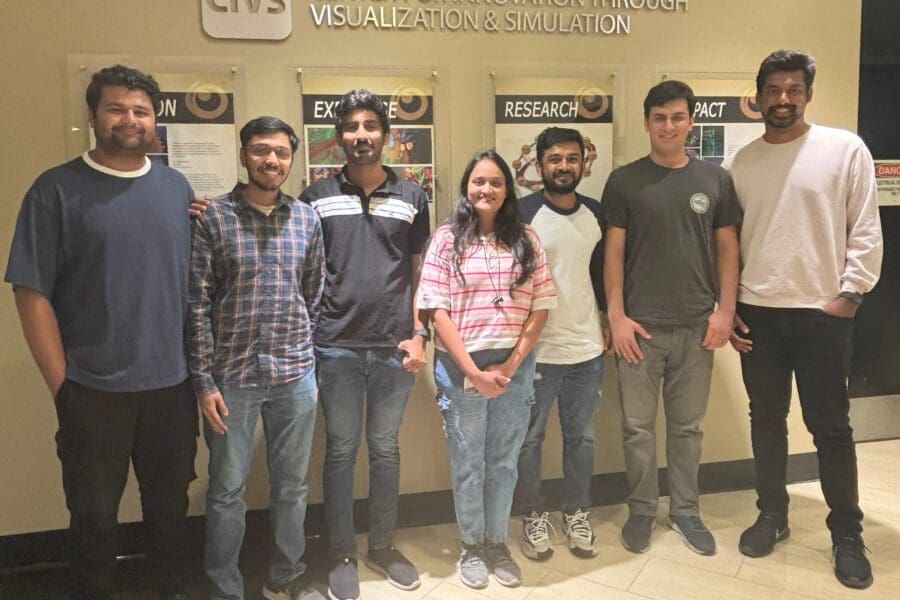 students in CIVS hall way