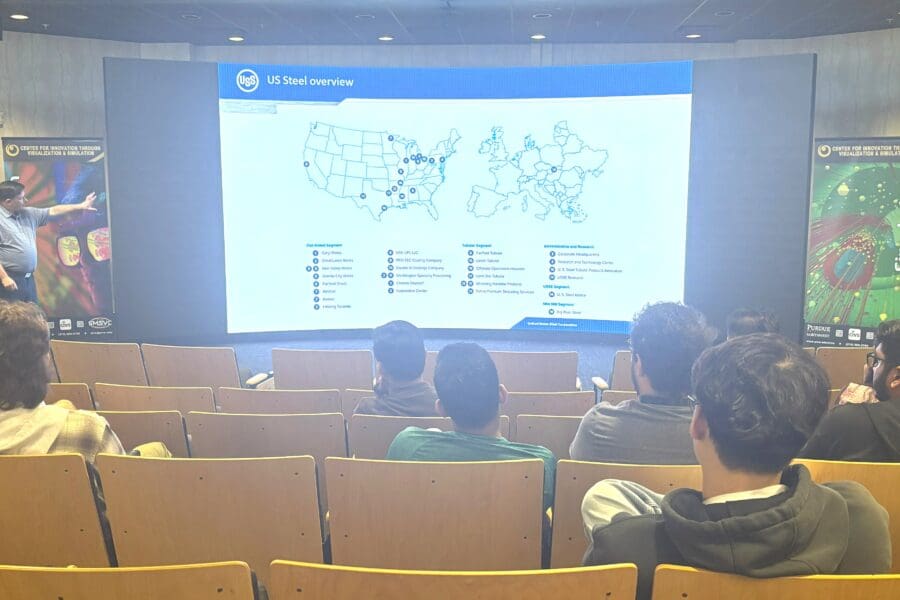 Rudolf Moravec presenting to students