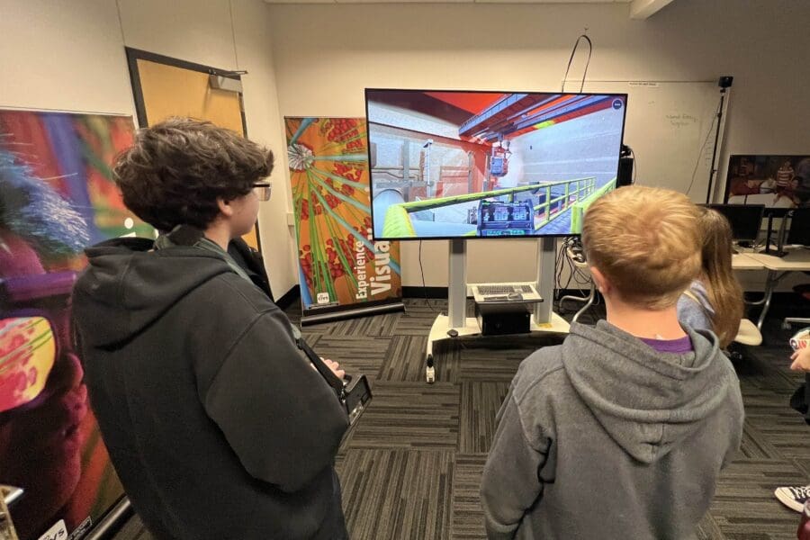 students demonstrating virtual training