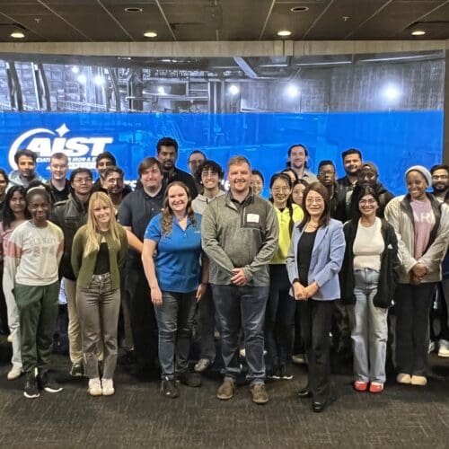 Group of people in front of Theater screen