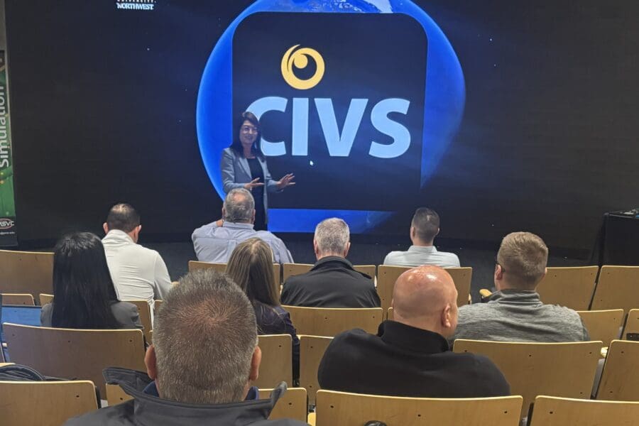 Chenn Zhou presenting to audience