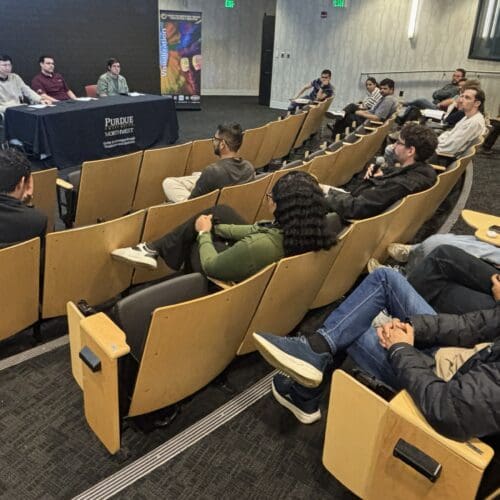 panel talking to students