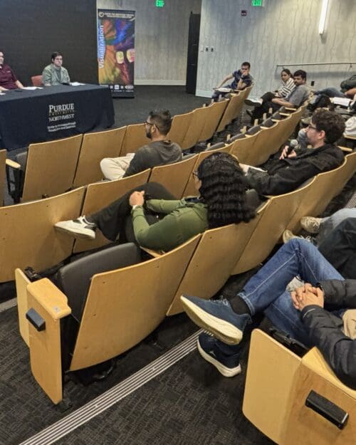 panel talking to students