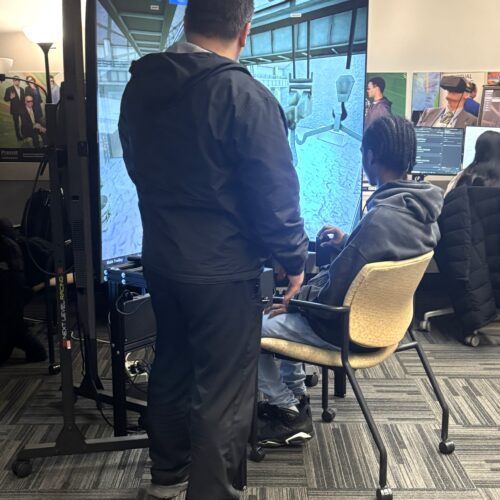 student demos crane simulator