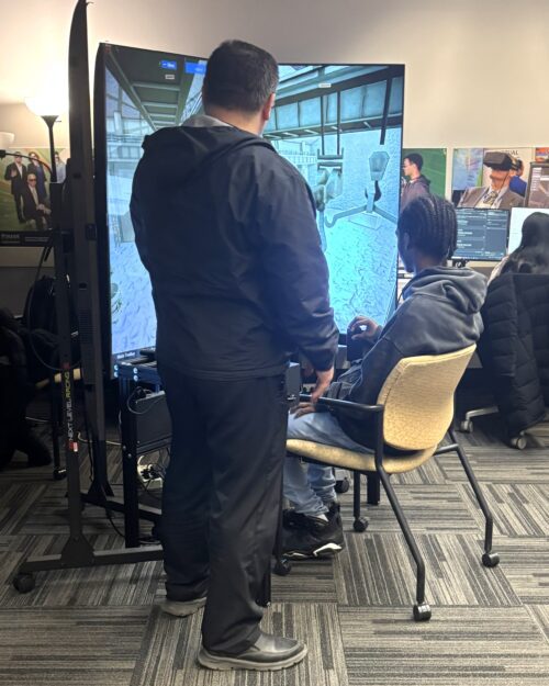 student demos crane simulator