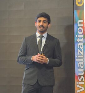 Nihal Saji presenting his thesis defense