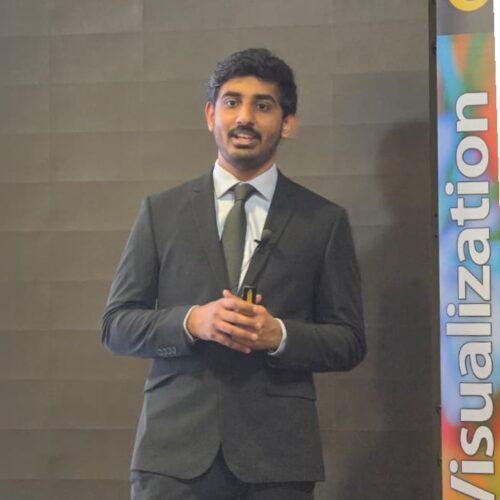 Nihal Saji presenting his thesis defense