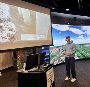 student on VR headset
