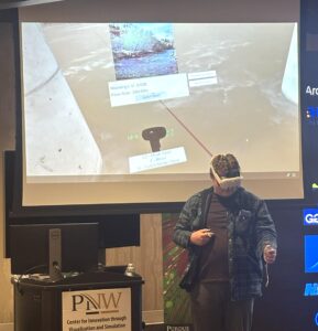 student using VR