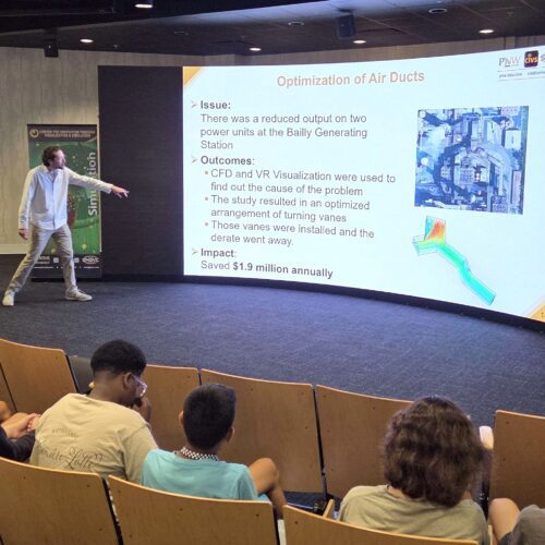 CIVS student presenting to high school students