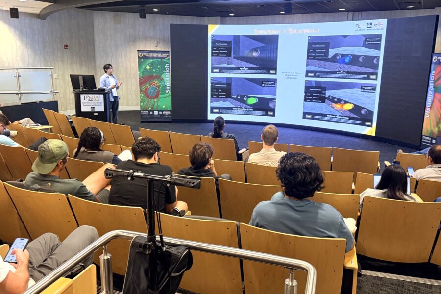 Daniel Kim presenting to audience