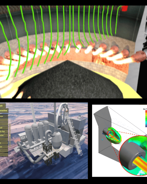collage of three furnace simulation screenshots in article