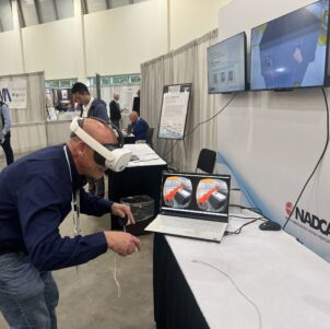 Man using a VR headset running a training simulation