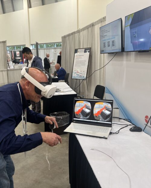 Man using a VR headset running a training simulation