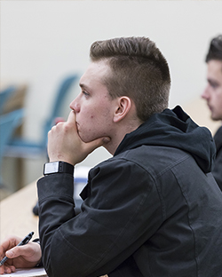 Student sitting in classroom