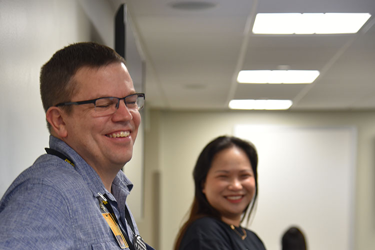 John Durcoher, professor of Integrative Health Sciences at PNW, enjoys his time at the 2024 Science Olympiad.