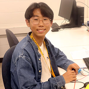 A student works on a propellor