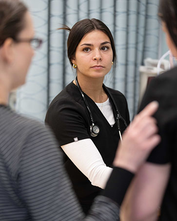 A nursing student in a lab