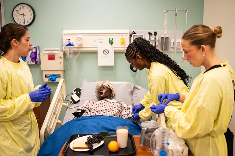 Purdue Northwest Nursing Students working inside the simulation labs 750x500