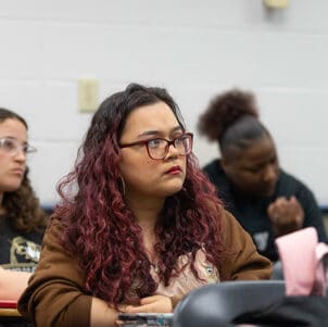 A student in a classroom