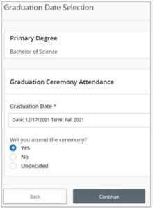 Apply to Graduate Select Graduation Date Screen Shot