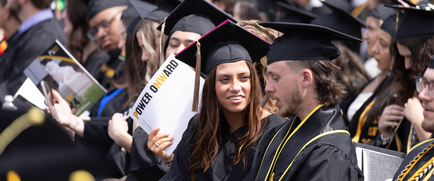 Graduates in the seats for PNW's spring 2025 commencement