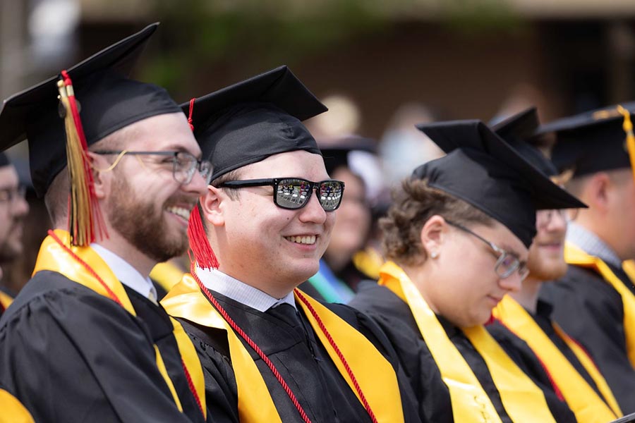 PNW graduates seated at Commencement.