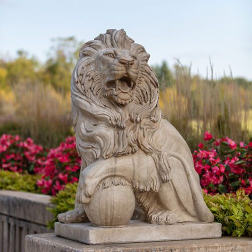 A lion statue on the PNW Westville campus