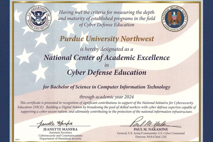 Designated National CAE in Cyber Defense Education Certificate