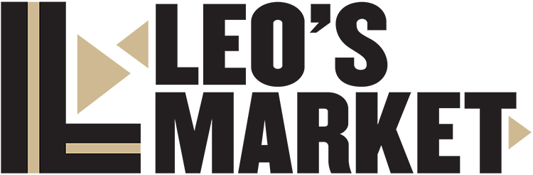 Illustrated Logo for Leo's Market, with a large "L" next to the text.