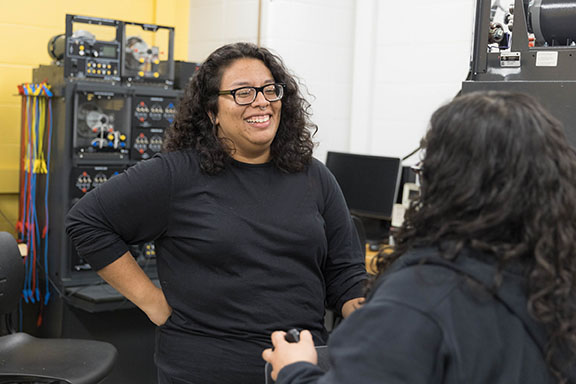 A PNW student works in an engineering lab